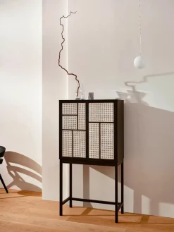 Design House Stockholm Air Cabinet, black/cane fra Best