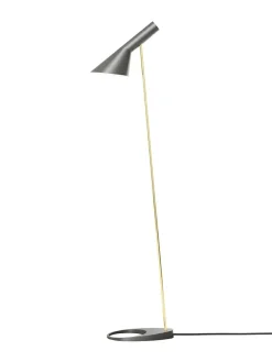Louis Poulsen AJ Floor Lamp, grey/brass af Arne Jacobsen Sale