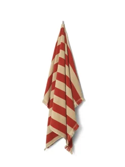 Ferm Living Alee Beach Towel, light camel/red fra Clearance