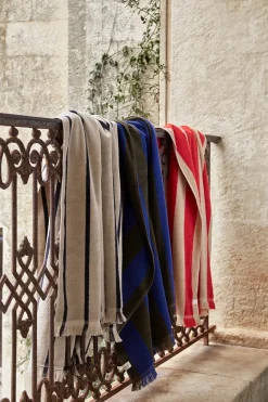 Ferm Living Alee Beach Towel, light camel/red fra Clearance