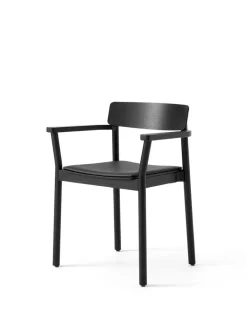 &Tradition Betty TK11 Spisebordsstol, sortlakeret eg/sort læder fra Discount