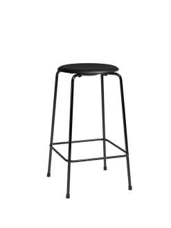 Fritz Hansen Dot Barstol m. 4 ben, sort stel/sort læder af Arne Jacobsen Online