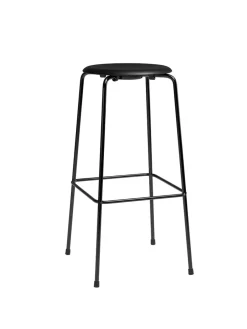 Fritz Hansen Dot Høj Barstol m. 4 ben, sort stel/sort læder af Arne Jacobsen Online