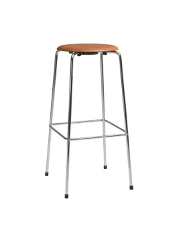 Fritz Hansen Dot Høj Barstol m. 4 ben, valnød læder af Arne Jacobsen