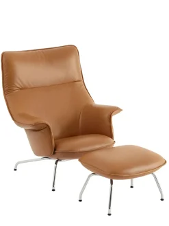 Muuto Doze Lounge Chair inkl. Fodskammel, cognac refine leather fra