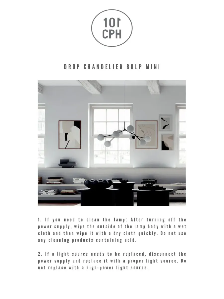 101 Copenhagen Drop Bulp Chandelier, mini grey fra Clearance