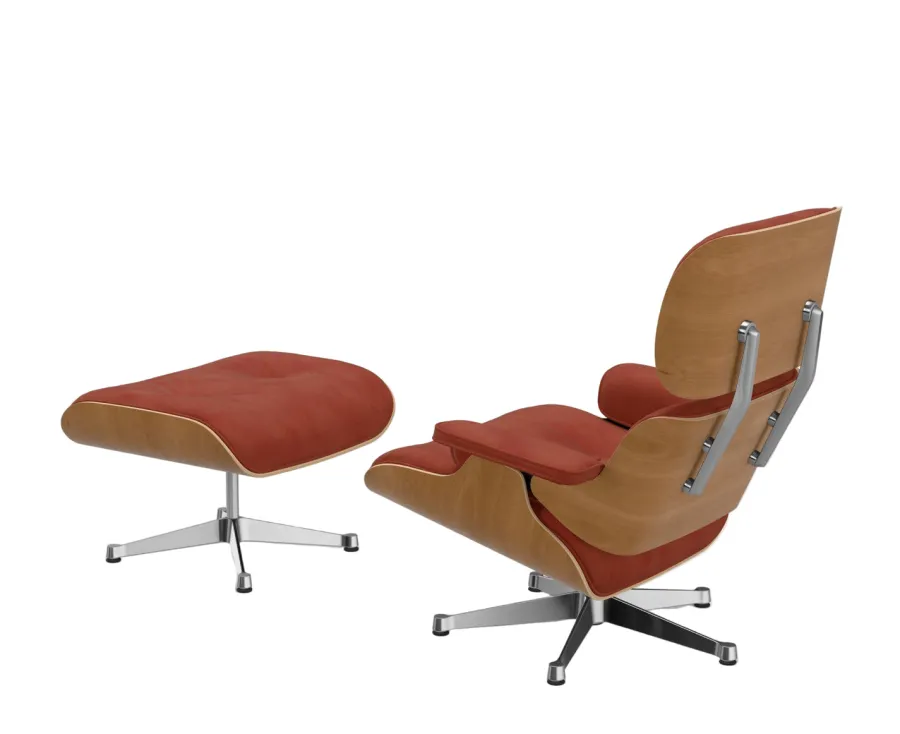 Vitra Eames Lounge Chair, kirsebær, calma brandy inkl. Fodskammel fra New