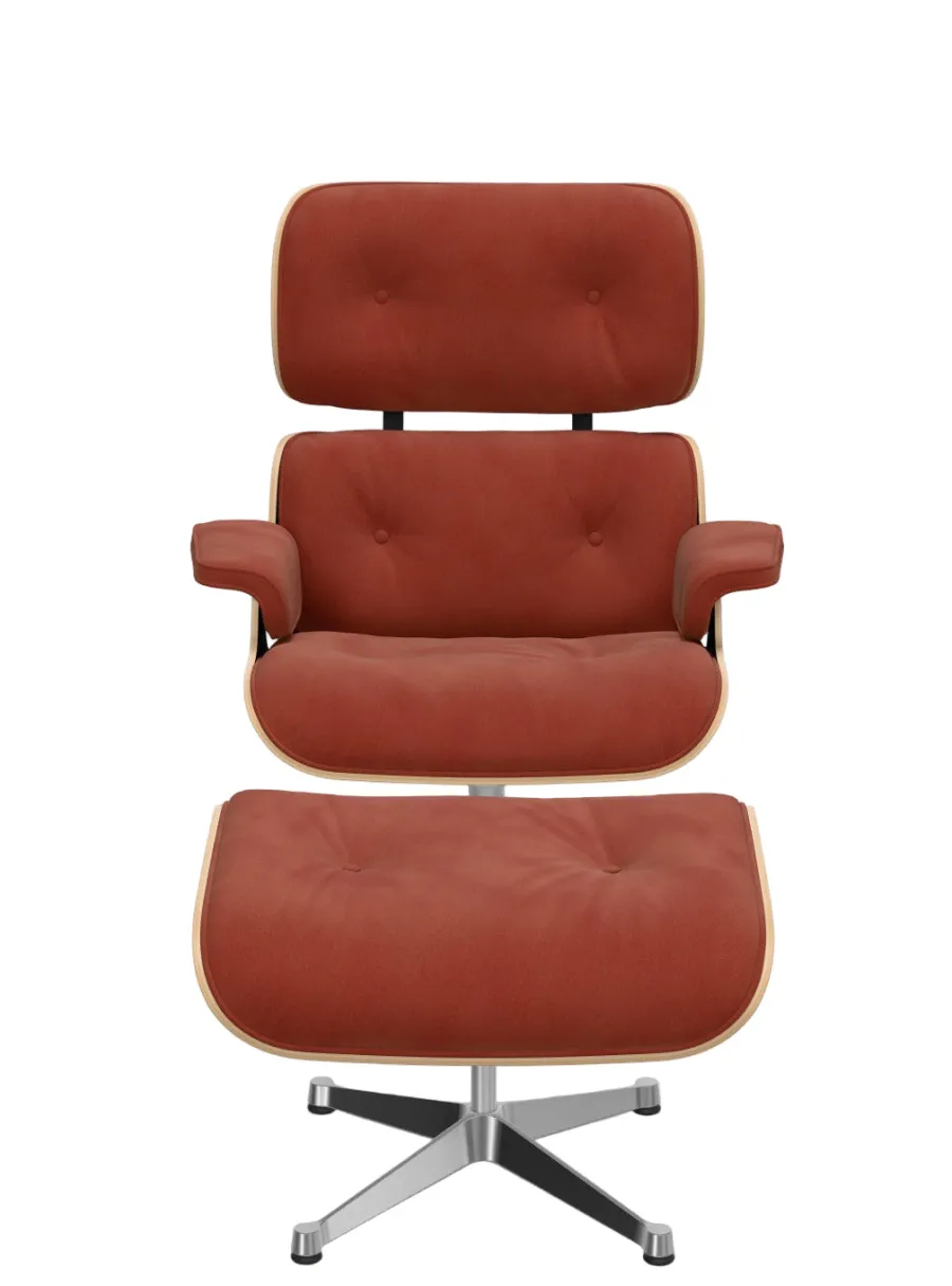 Vitra Eames Lounge Chair, kirsebær, calma brandy inkl. Fodskammel fra New
