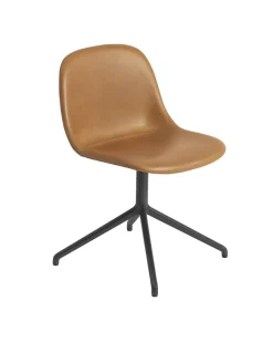 Muuto Fiber Side Chair, læder, Swivel Base fra