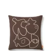Ferm Living Figure Cushion, coffee/sand fra Discount