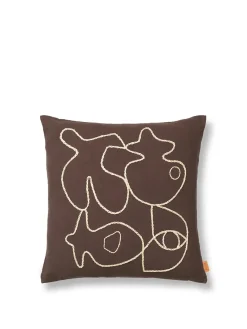 Ferm Living Figure Cushion, coffee/sand fra Discount