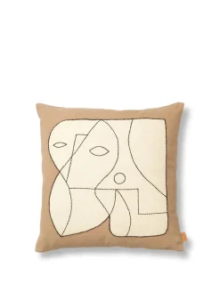 Ferm Living Figure Cushion, dark taupe/off-white fra Sale