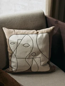 Ferm Living Figure Cushion, dark taupe/off-white fra Sale