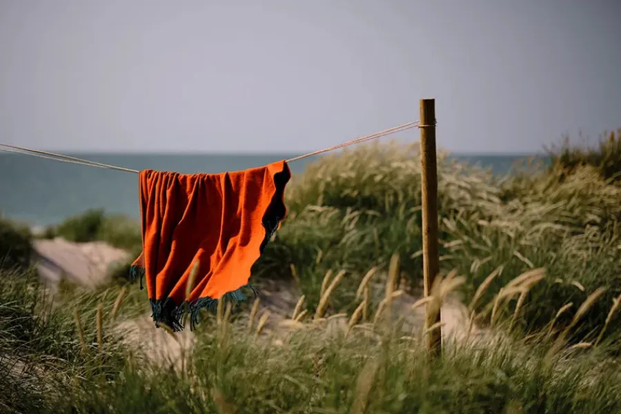 Silkeborg Uldspinderi Franja Plaid, green/orange fra Clearance