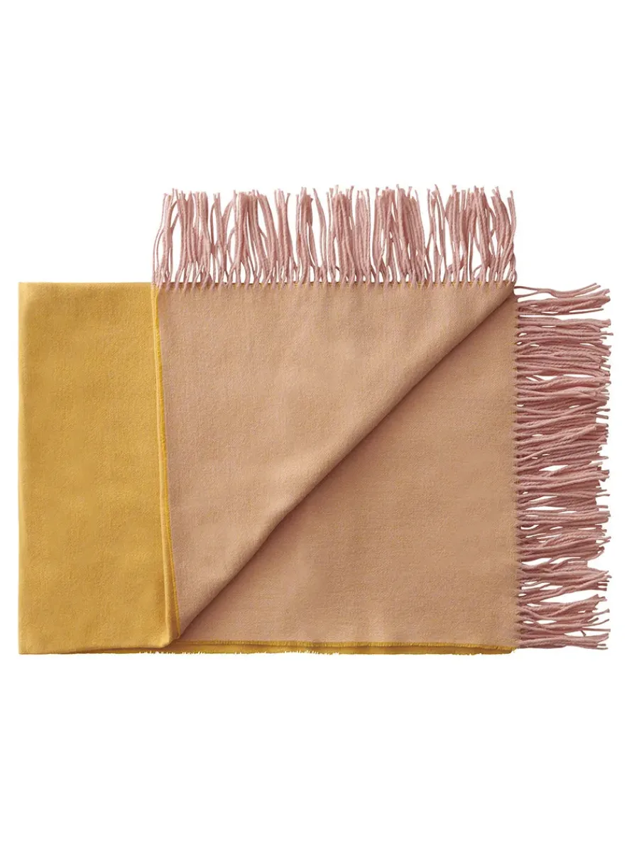 Silkeborg Uldspinderi Franja Plaid, pink/yellow fra Outlet
