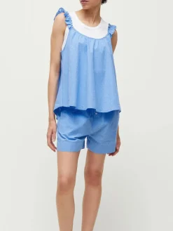 Aiayu Frill Top, check mix blue fra New