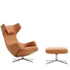 Vitra Grand Repos Lænestol inkl. Fodskammel, cognac (Premium Læder) fra