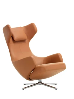 Vitra Grand Repos Lænestol inkl. Fodskammel, cognac (Premium Læder) fra