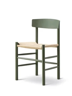 Fredericia Furniture J39 Folkestolen, Khaki grøn af Børge Mogensen Outlet
