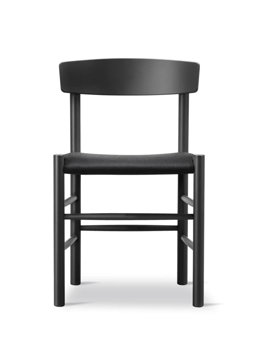Fredericia Furniture J39 Folkestolen Sædepolstret, Sort Canvas af Børge Mogensen Sale
