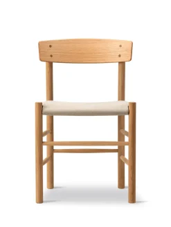 Fredericia Furniture J39 Folkestolen Sædepolstret, Sort Canvas af Børge Mogensen Sale