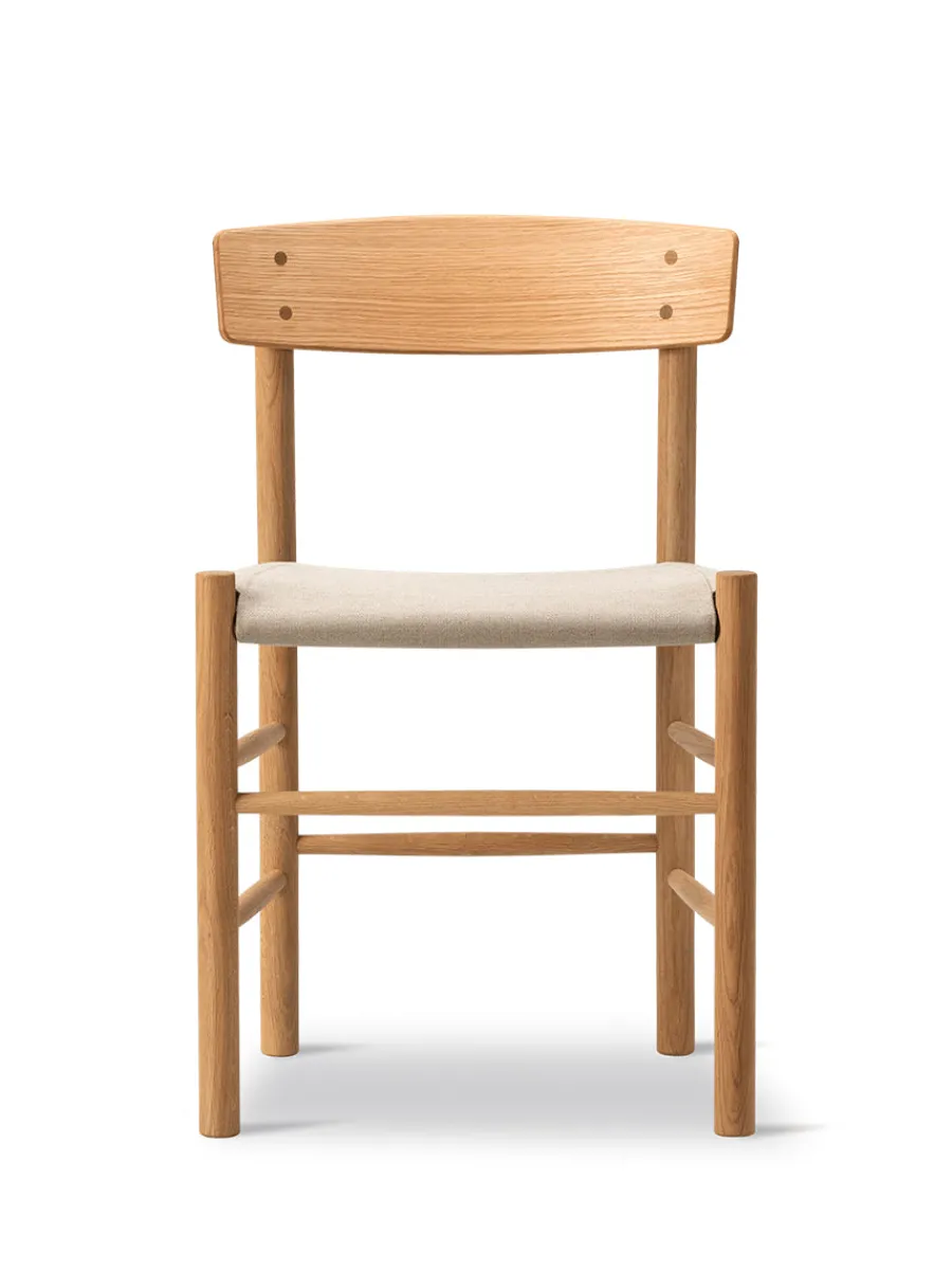Fredericia Furniture J39 Folkestolen Sædepolstret, Sort Canvas af Børge Mogensen Sale