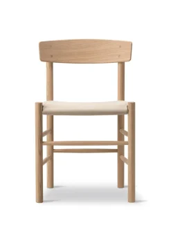 Fredericia Furniture J39 Folkestolen Sædepolstret, Sort Canvas af Børge Mogensen Sale