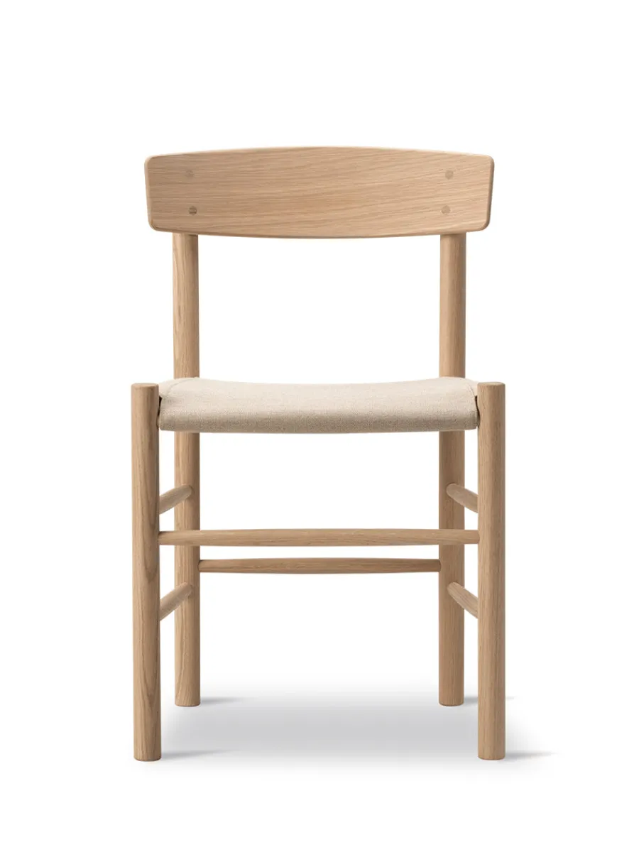 Fredericia Furniture J39 Folkestolen Sædepolstret, Sort Canvas af Børge Mogensen Sale