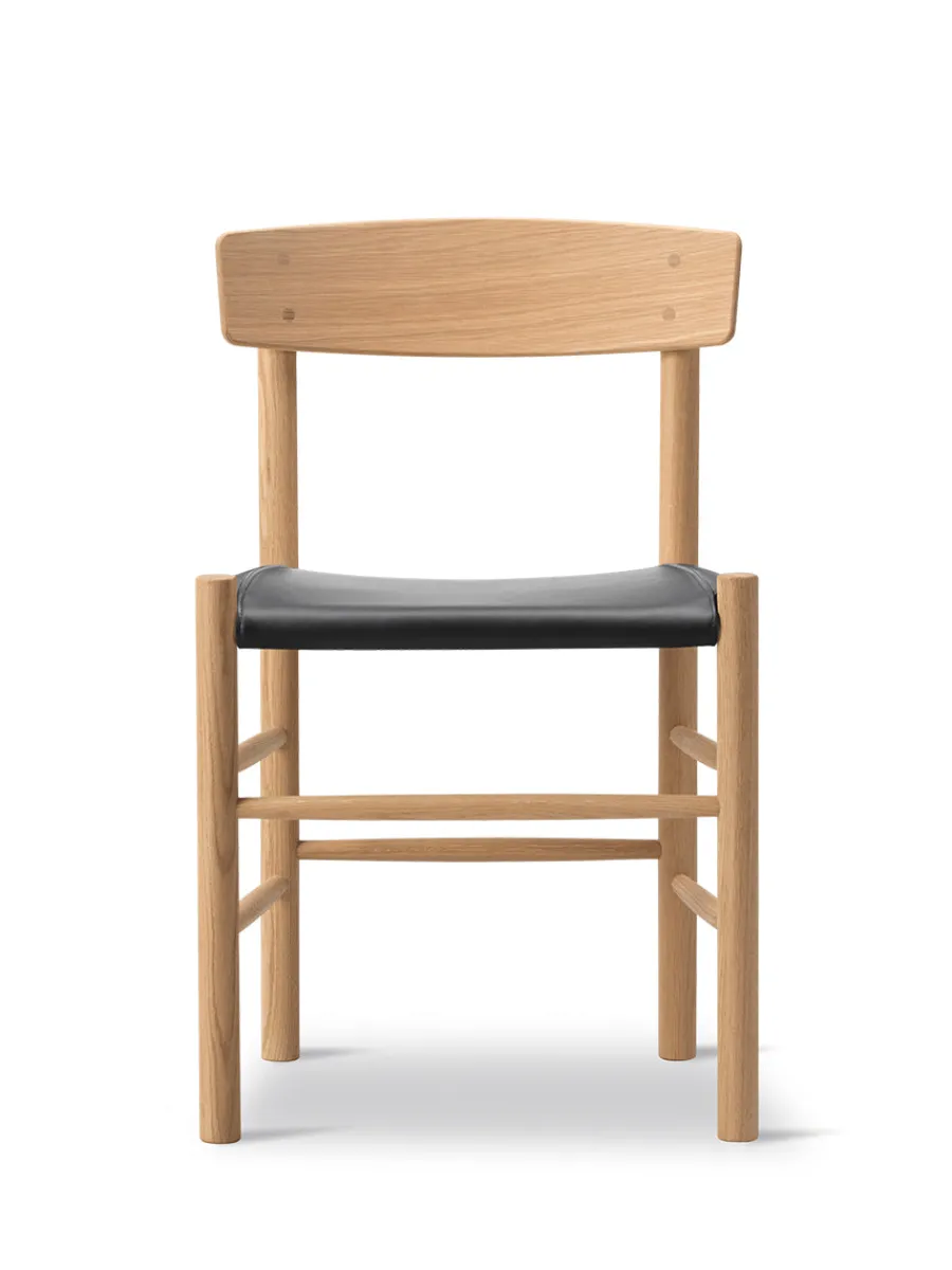 Fredericia Furniture J39 Folkestolen Sædepolstret, Sort Canvas af Børge Mogensen Sale