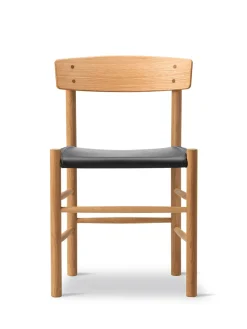 Fredericia Furniture J39 Folkestolen Sædepolstret, Sort Canvas af Børge Mogensen Sale