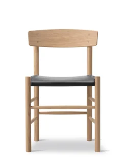 Fredericia Furniture J39 Folkestolen Sædepolstret, Sort Canvas af Børge Mogensen Sale