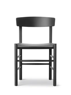 Fredericia Furniture J39 Folkestolen Sædepolstret, Sort Canvas af Børge Mogensen Sale