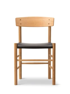 Fredericia Furniture J39 Folkestolen Sædepolstret, Sort Canvas af Børge Mogensen Sale