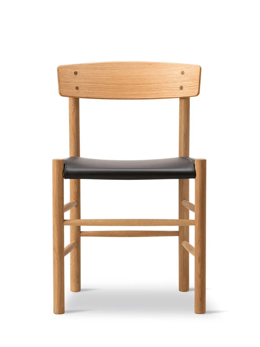 Fredericia Furniture J39 Folkestolen Sædepolstret, Sort Canvas af Børge Mogensen Sale