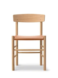 Fredericia Furniture J39 Folkestolen Sædepolstret, Sort Canvas af Børge Mogensen Sale