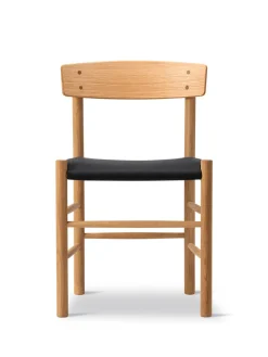 Fredericia Furniture J39 Folkestolen Sædepolstret, Sort Canvas af Børge Mogensen Sale