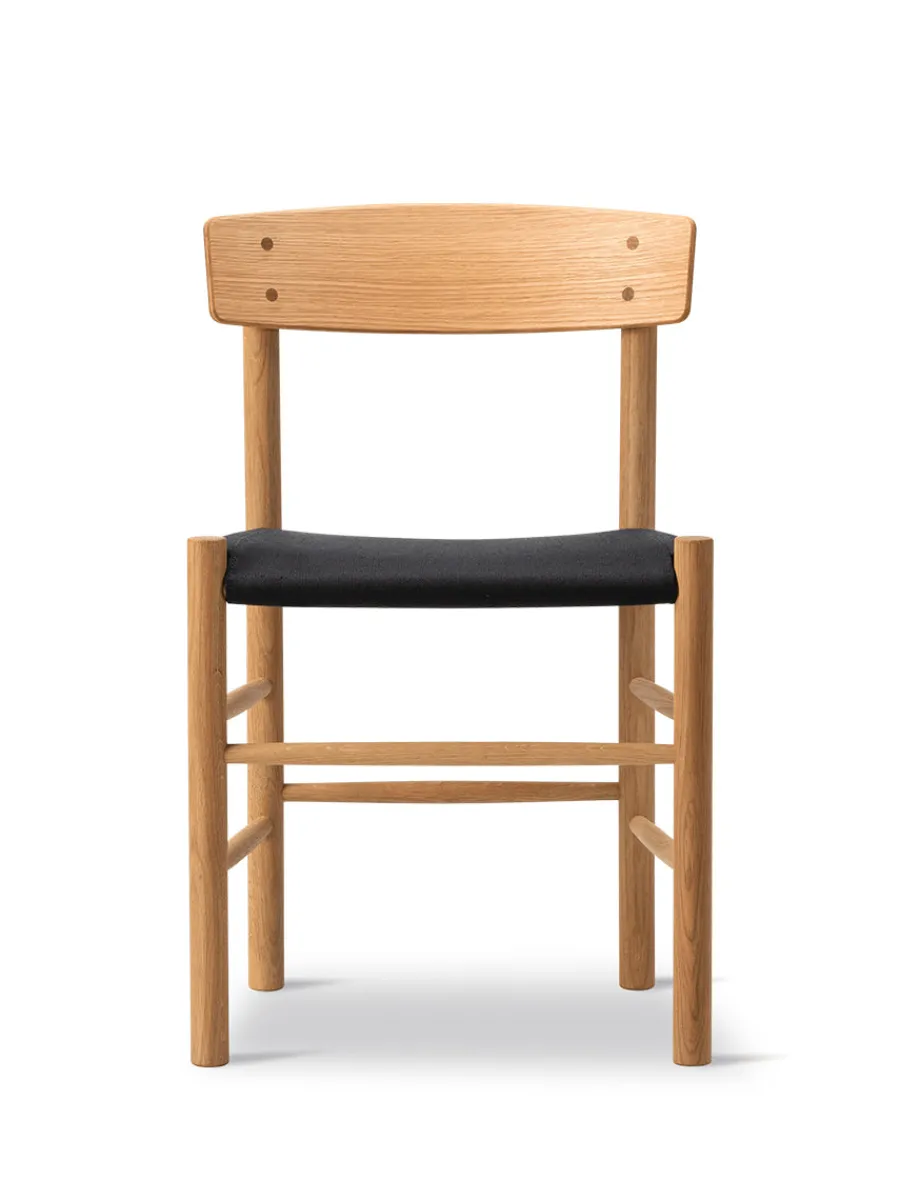 Fredericia Furniture J39 Folkestolen Sædepolstret, Sort Canvas af Børge Mogensen Sale
