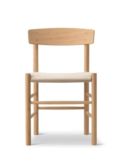 Fredericia Furniture J39 Folkestolen Sædepolstret, Sort Canvas af Børge Mogensen Sale