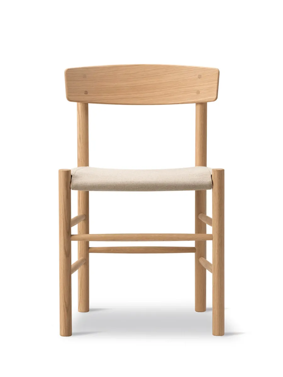 Fredericia Furniture J39 Folkestolen Sædepolstret, Sort Canvas af Børge Mogensen Sale