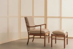 Carl Hansen & Søn OW149F Fodskammel til Colonial lænestol, valnød olie, Terra-læder af Ole Wanscher Clearance