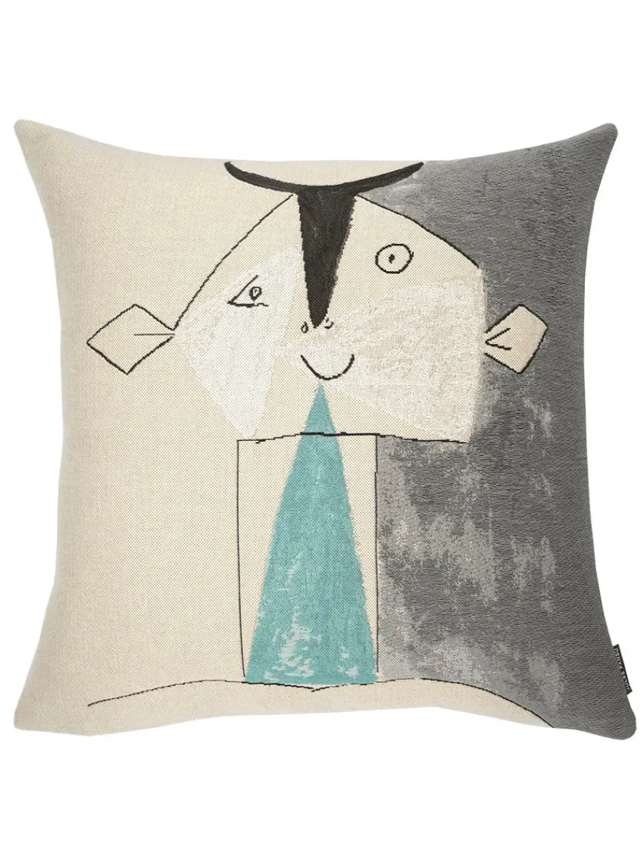 Poulin Design Picasso Tete de Faune Sur Fond Gris Argent Pude fra Clearance