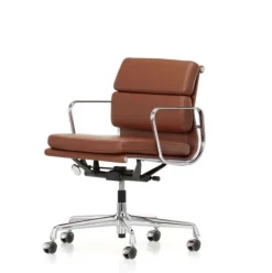 Vitra Soft Pad Chair EA 217 Kontorstol, cognac læder/krom stel fra Outlet