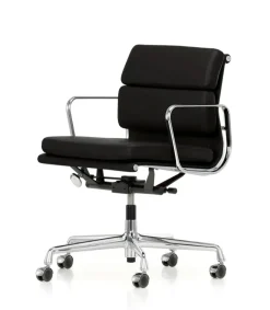 Vitra Soft Pad Chair EA 217 Kontorstol, sort læder/krom stel fra Hot