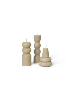 Ferm Living Torno Candles Sand, Set of 3 fra Clearance