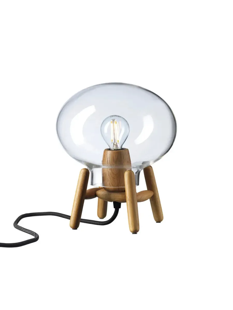 FDB Møbler U6 Mini Hiti Bordlampe, klart glas/sort eg fra