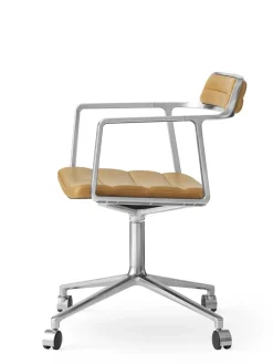 Vipp 452 Swivel Chair m/hjul, camel læder fra Clearance