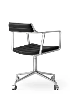 Vipp 452 Swivel Chair m/hjul, sort læder fra Best