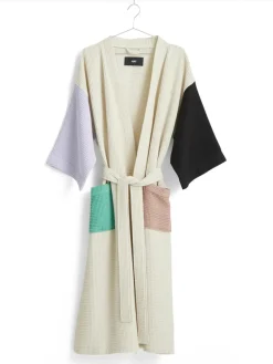 HAY Waffle Badekåbe, off-white multi fra Outlet