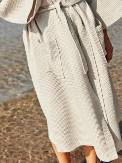 HAY Waffle Badekåbe, off-white multi fra Outlet