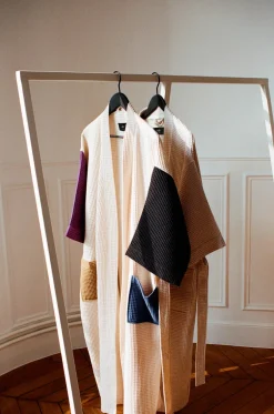 HAY Waffle Badekåbe, off-white multi fra Outlet